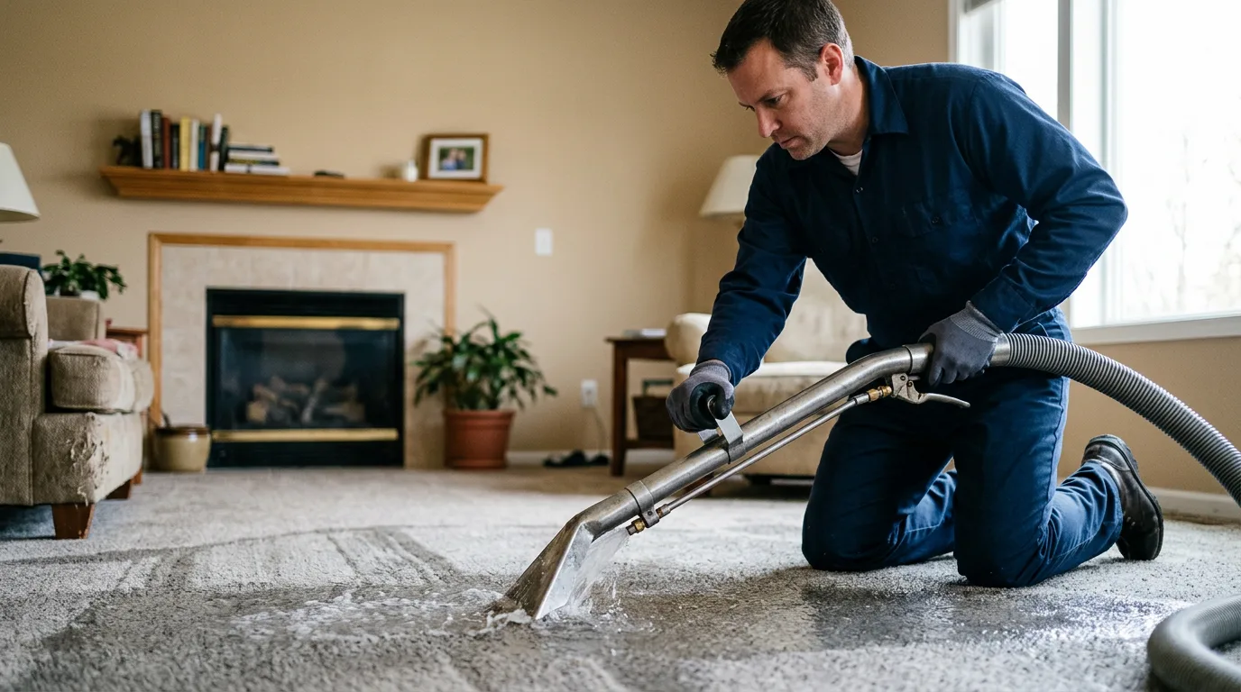 Water damage restoration technician working near Cruger, MS